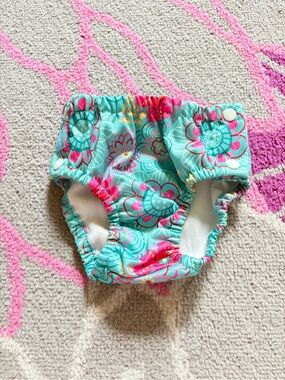 Charlie Banana Flower Print “Floriana” Swim Diaper with Snaps 16-28 lbs